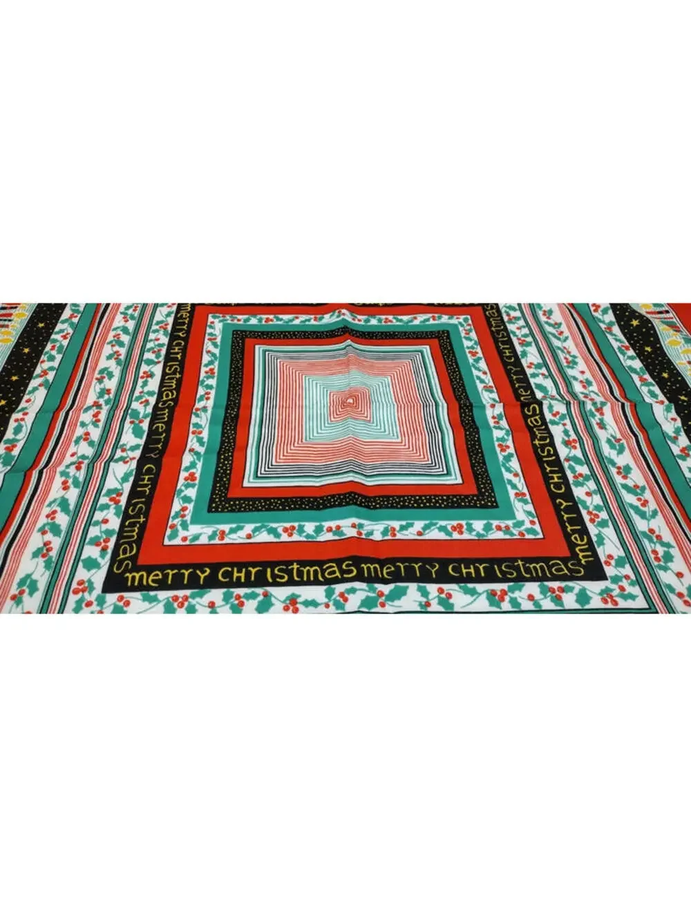 Vintage Holiday 1970s Large Scarf Menswear Italy Merry Christmas Candles Red 27